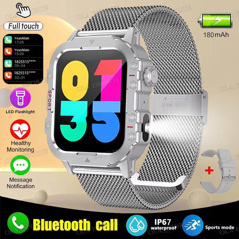 New Military Smart Watch Men IP67 3ATM Outdoor Sports Fitness Tracker Health Monitoring 1.44 Inch Bluetooth Call Smartwatch