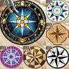 Compass Patterned Round Rug with Nautical Star Design Floor Mat for Living Room Bedroom Decor, Colorful Geometric Compass Rose