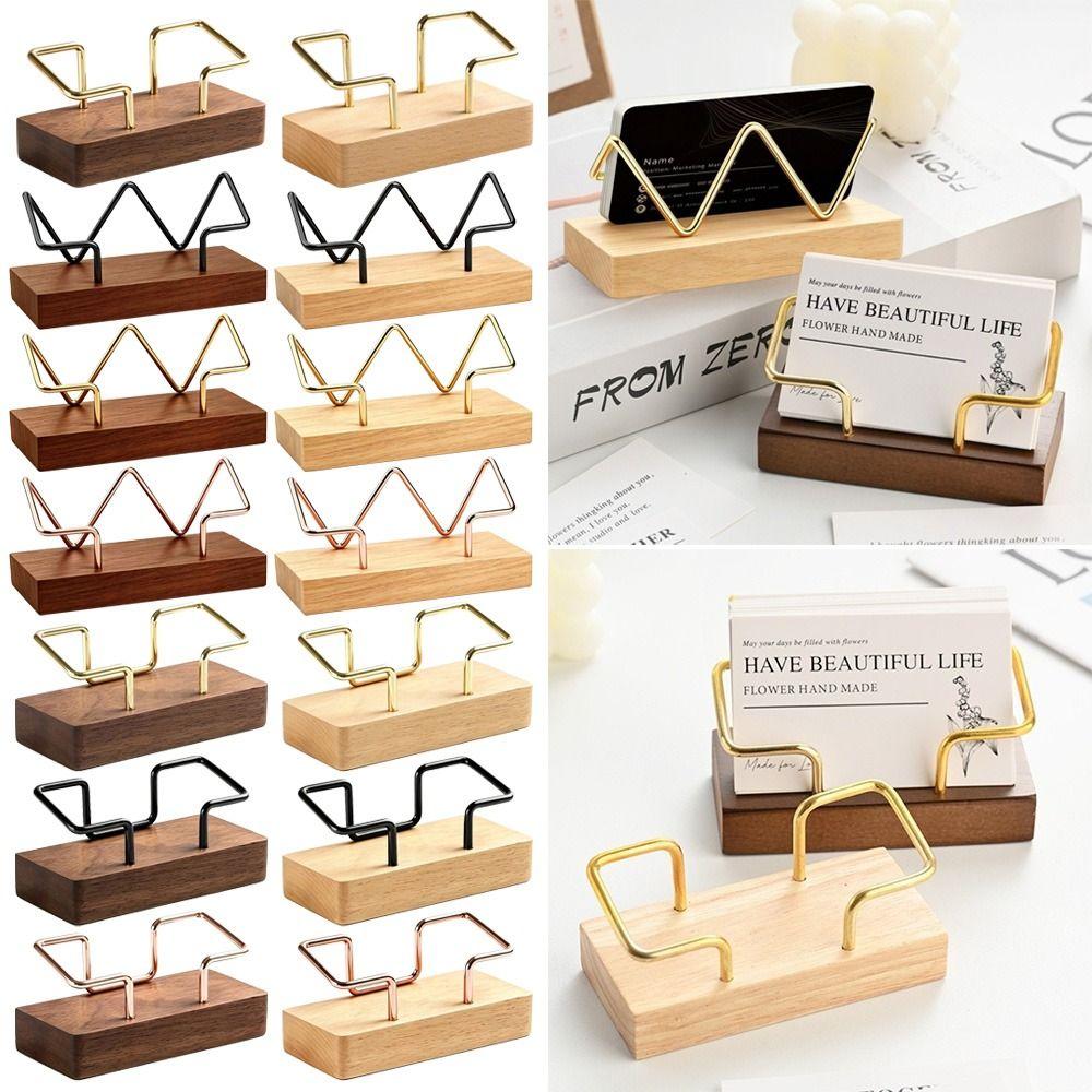 Multiple Styles Name Card Stand Wooden Desktop Card Holder Desk Card Display Rack  Hotel