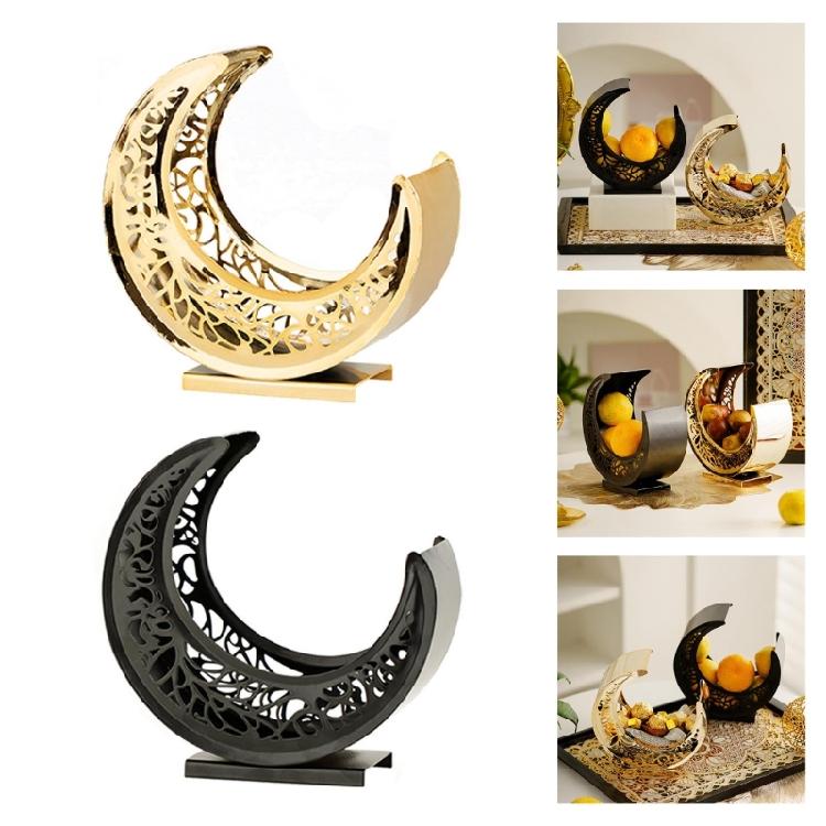 Curved Moon Metal Snacks Platter Dishwasher Safe Surfaces Ornamental Kitchenwares For Candy Appetizers Home Decoration