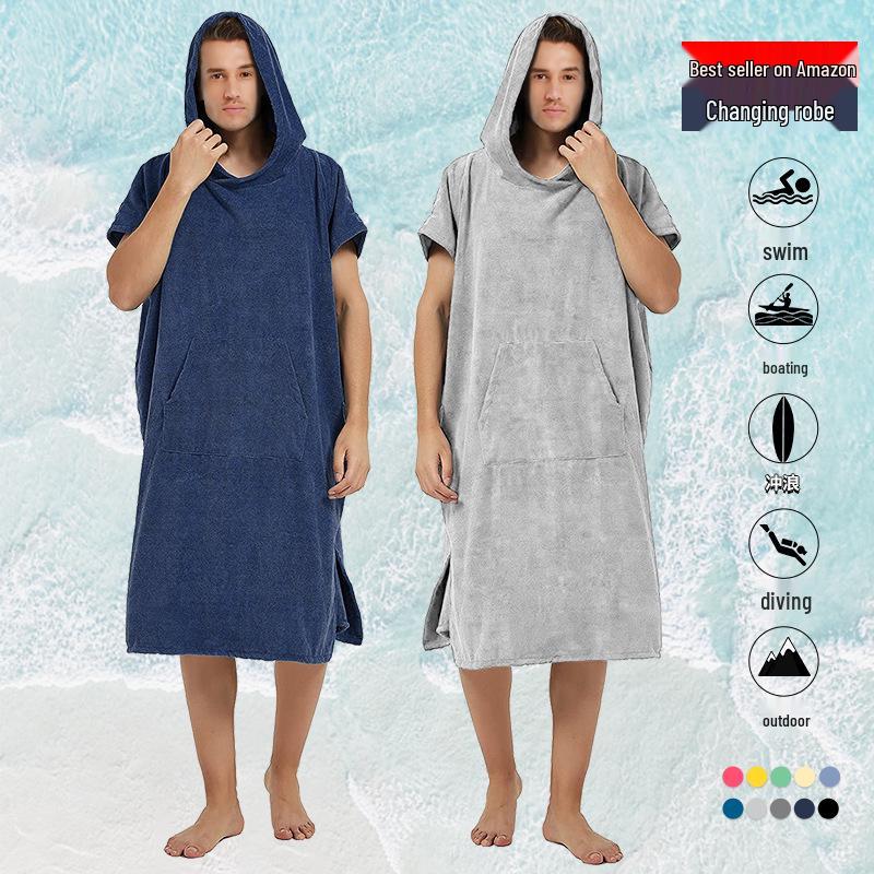 Microfiber Hooded Poncho Towel - Quick-Dry Changing Robe for Swimming, Surfing, and Beach for Men & Women