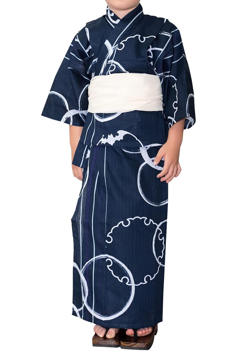 

Комплект юката хэко для мальчиков х темно-синий хэко [KYOETSU] комплект, 3 предмета (юката, оби, гэта) (110, 4 кольца + оби, молочно-белый)