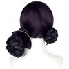 Dark Purple Neat Bangs Long Hair Short Curly Hair Bun Synthetic Short Hair Wig | Animation KPop Demon Hunters Figure Zoe Cosplay