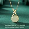 Lucky Bag Hetian Jade Titanium Steel Women's Necklace - Light Luxury Pendant Clavicle Chain, Simple Ins Choker.