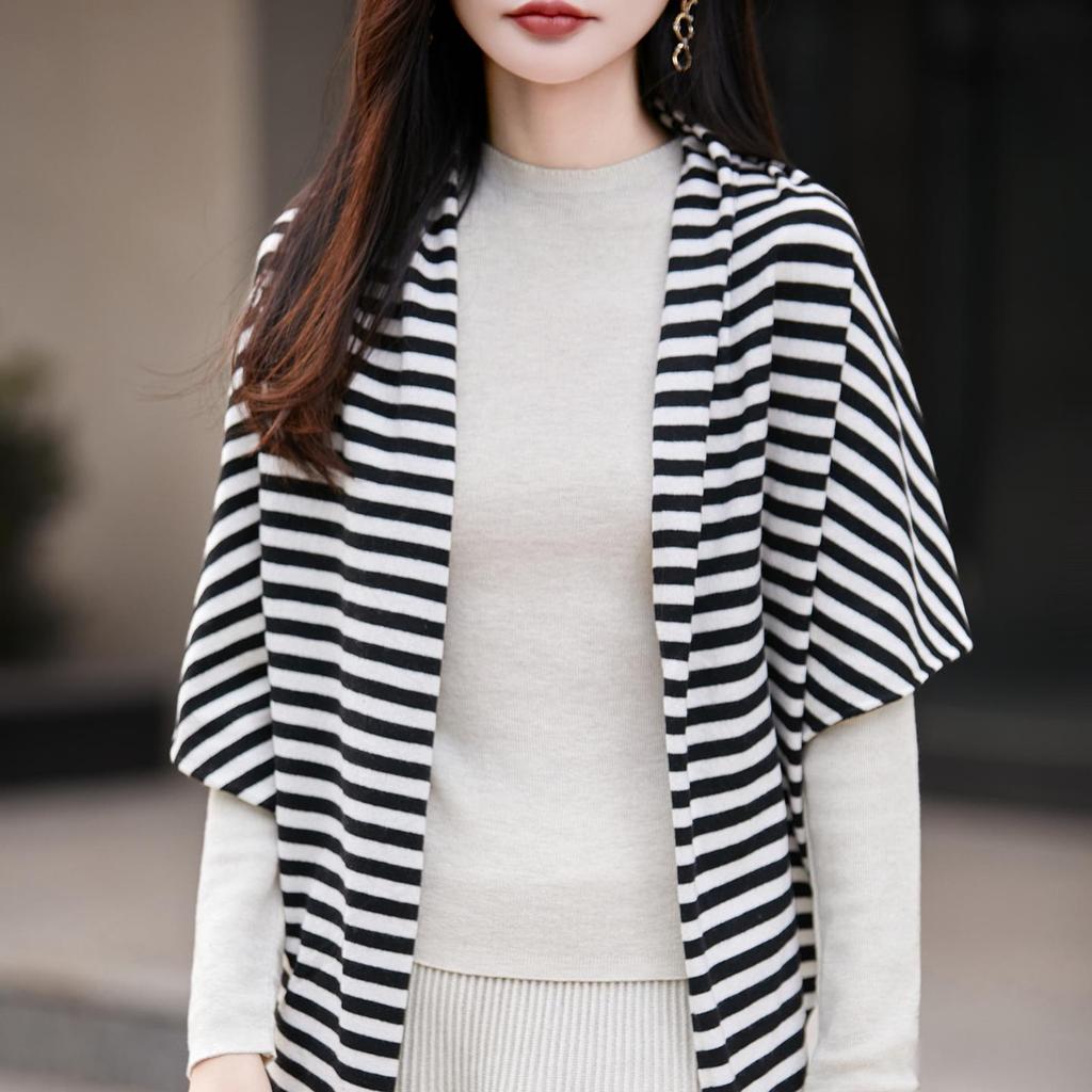 Elegant Knit Scarf Sweater: Women's Korean Style Warm Triangle Shawl for Autumn/Winter