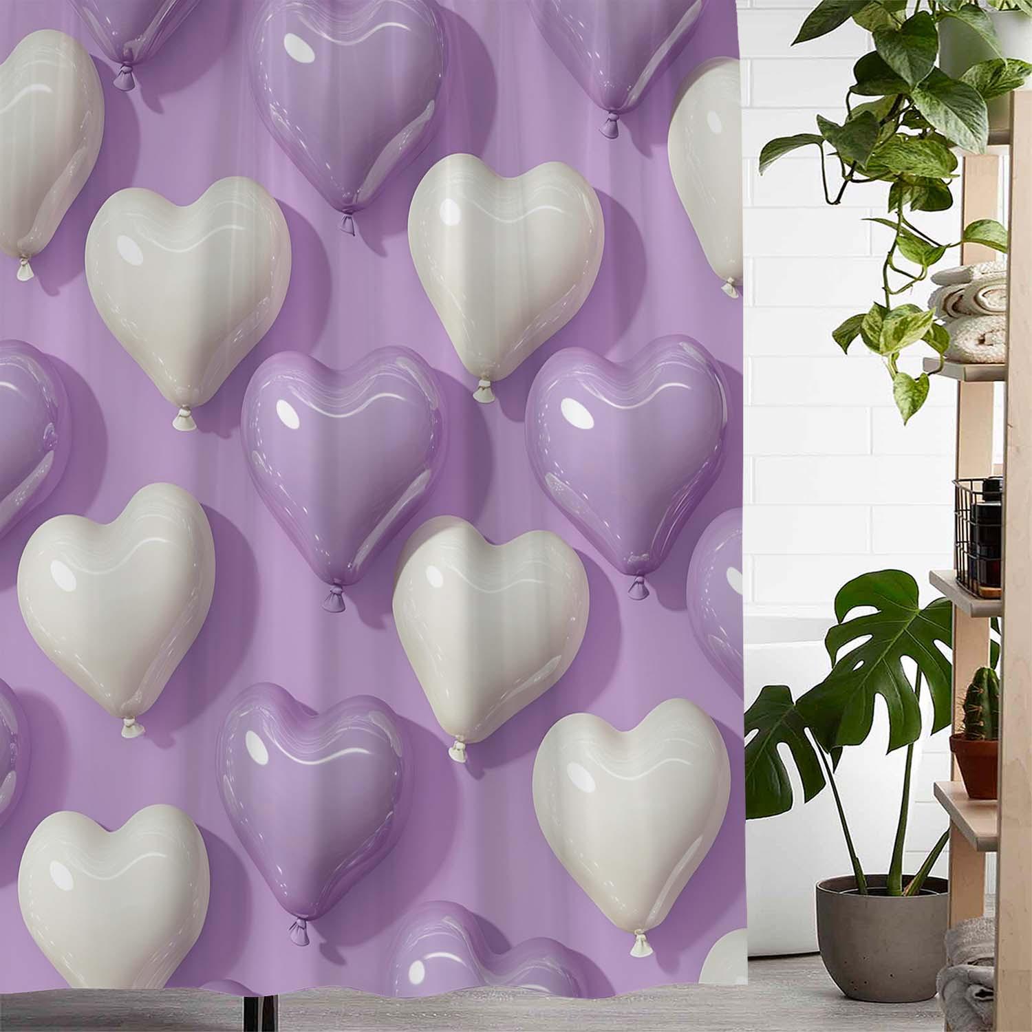 Romantic Valentine S Day Love Balloon Print Shower Curtain, Window With 12 Hooks Curtain For Windows W60H190(CM)-1 Pcs