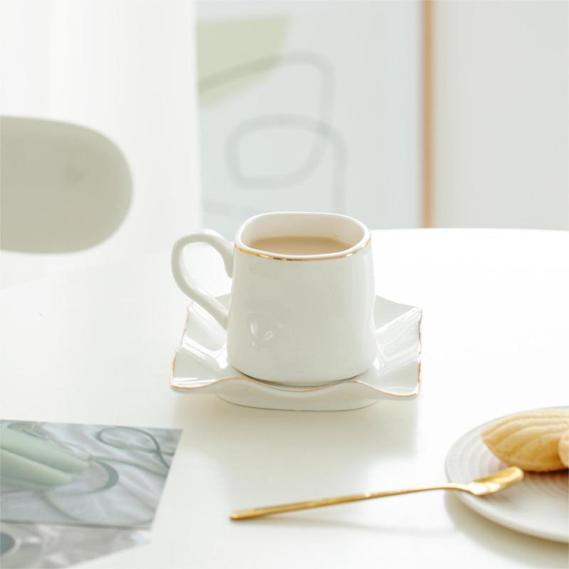 Creative Ceramic Coffee Cup Saucer Macaron Small Fresh Water Cup Ins Style Girls Office Home Ceramic Cup Saucer