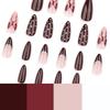 Almond Press On Nail Fake Nail Glossy Acrylic Artificial Nail Stick On Nail for Womens 24Pcs 12Sizes Glues On Nail