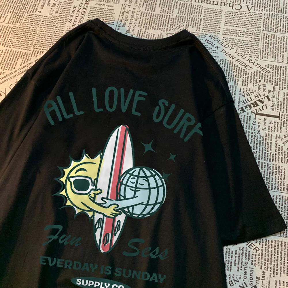 Soare și Pământ Toate Dragostea Surf Bărbați Femei Tricou Supradimensionat Lejer Haine Street Bumbac T Tricou Moda T-Shirts Casual Brand Tricou
