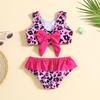 Girls' Butterfly Leopard Print Swimsuit Set