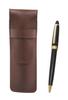 Skórzane etui na długopis z długopisem kulkowym Neo czarny zestaw D-600 w kolorze czekoladowym, (SASTYO-600B-B)