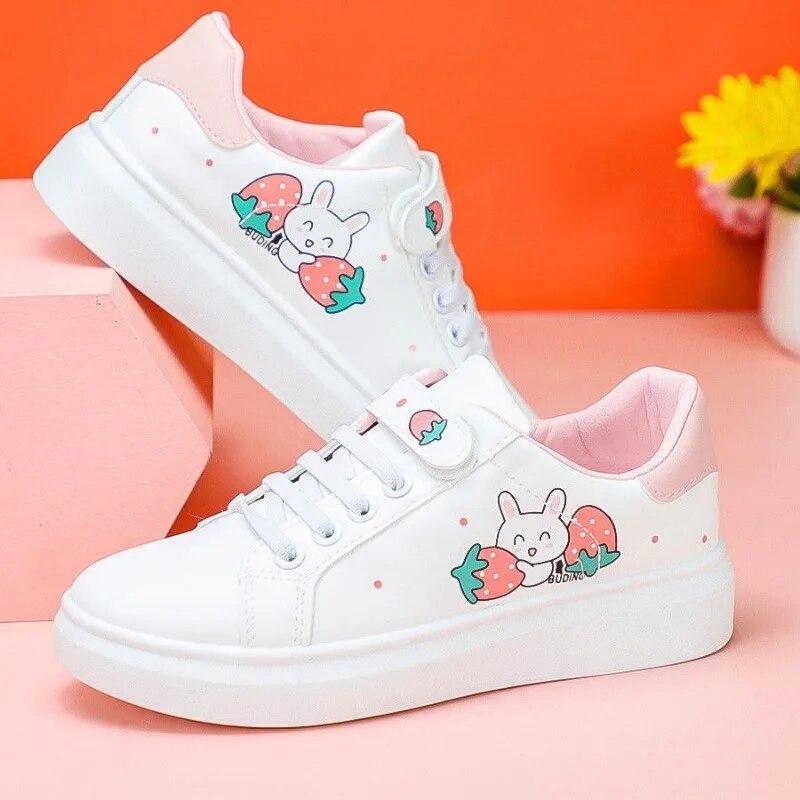 2023 New Fashion Female Vulcanized Shoe Upper Cute Rabbit Pattern Outdoor Leisure Summer and Autumn 34-40 Super Size