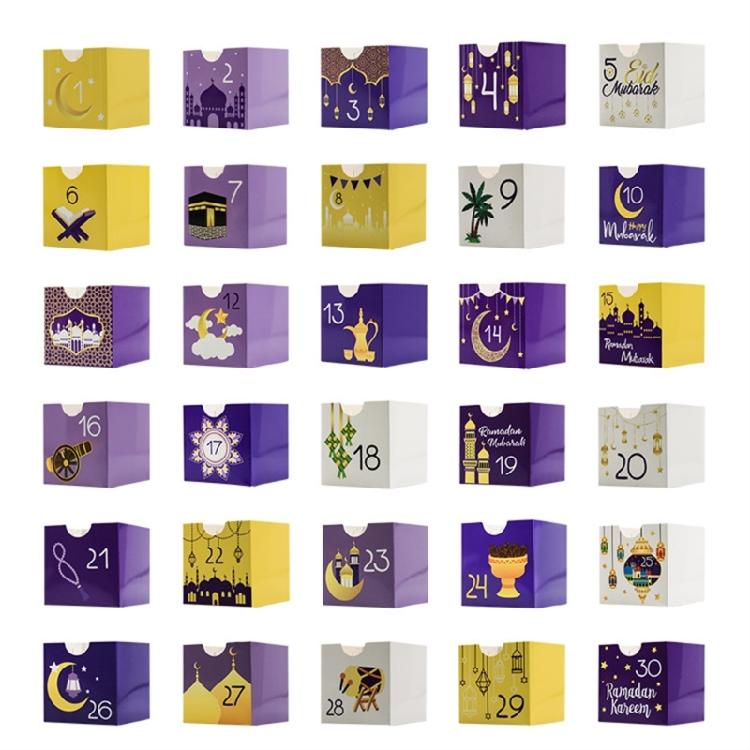 Ramadans Countdowns Calendar With 30 Fillable Boxes Ornament for Eids Mubarak Party Supplies Decorations Daily Use
