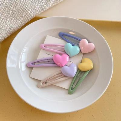 Dopamine Colored Hair Clip Drip Oil Heart Shaped BB Clip For Women Girls Trendy Sweety Hair Accessories Kawaii Hair Clips