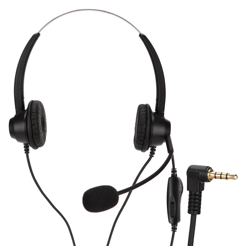 H360D‑3.5‑MV Binauraler Kundenservice-Headset Schwarz Verstellbares Telefon-Headset für 3,5-mm-Kopfhöreranschluss