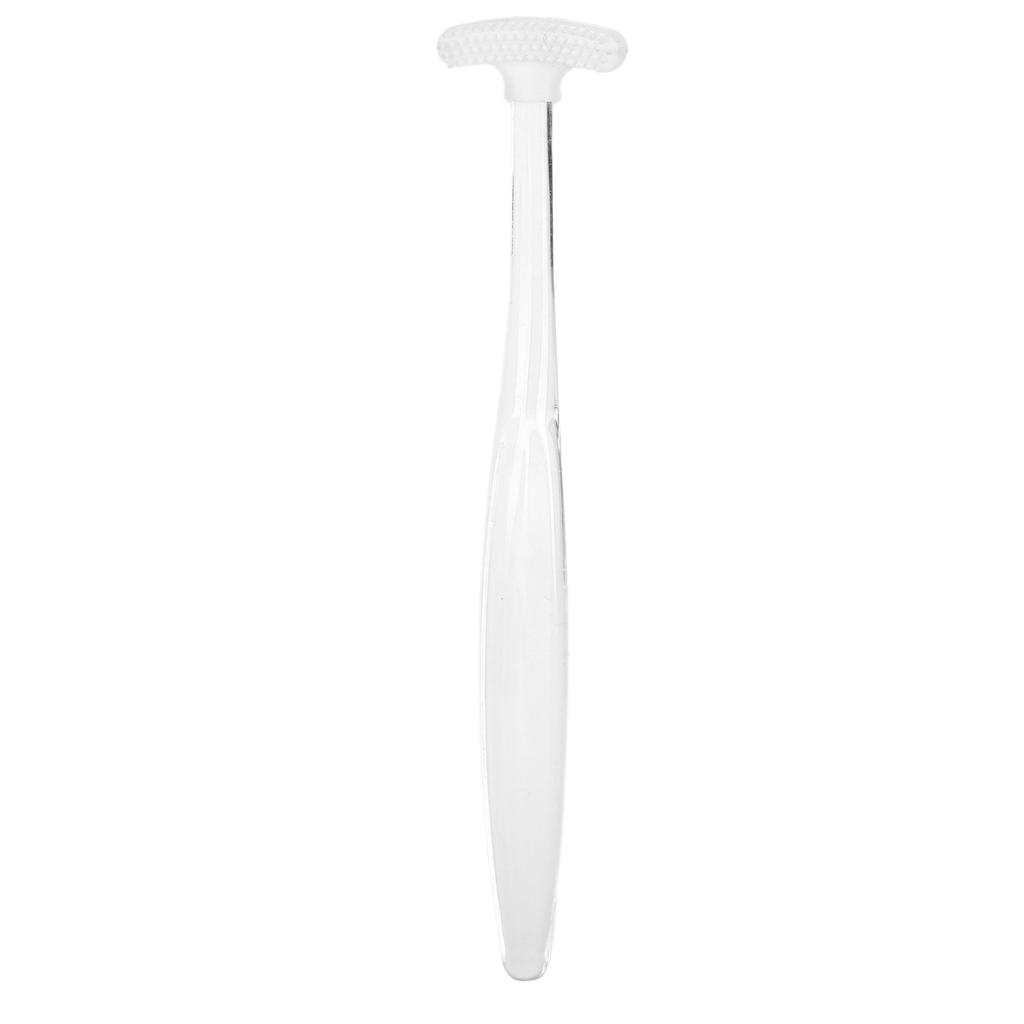 Tongue Brush Silicone Portable Freshen Breath Tongue Scraper Cleaner for Oral Care White Transparent