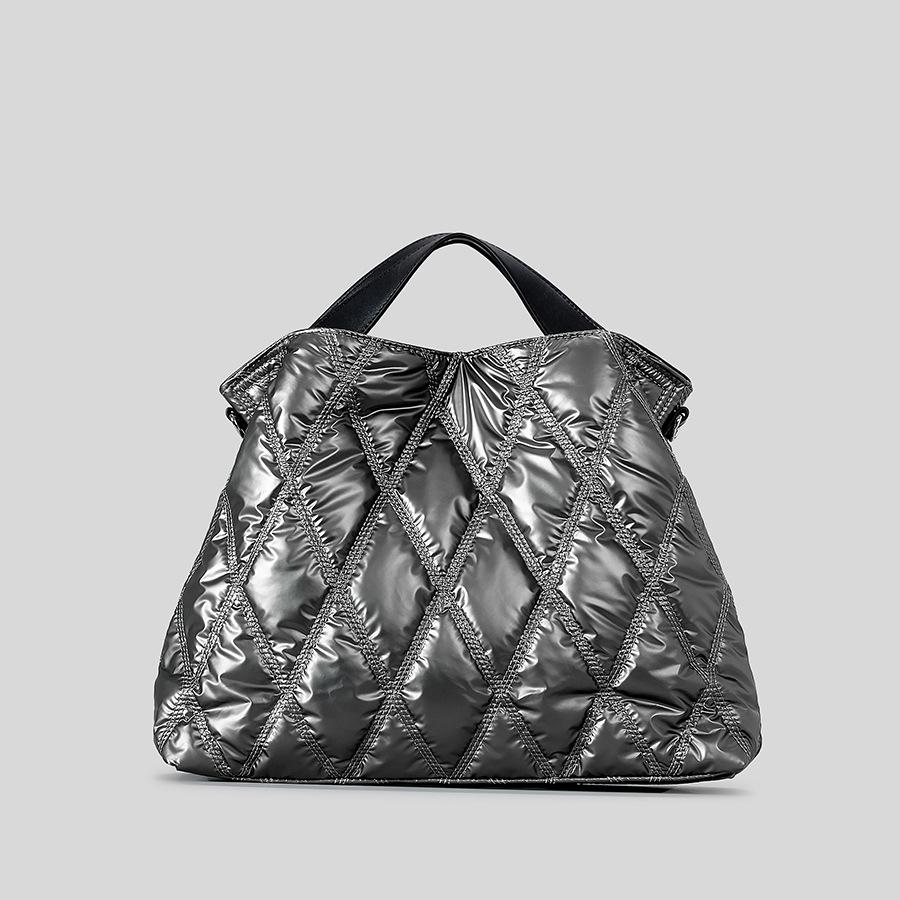 Daunen-Nylon-Gepolsterte Große Tragetaschen Damen Rautenmuster Große Kapazität Handtaschen Einfache Schulter-Umhängetasche Damen Wintertaschen KTB