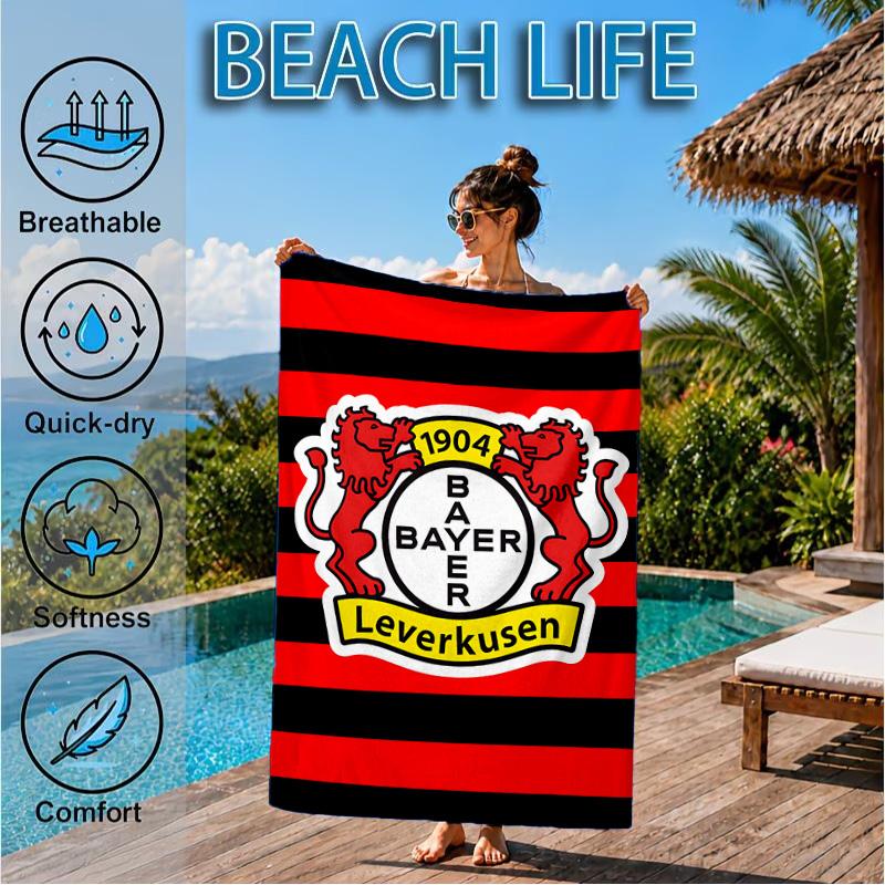 Bayer Football Club Printed Microfiber Beach Towel, Soft And Absorbent, Quick-Dry, Ideal for Summer Travel, Beach Essential, Swimming Pool