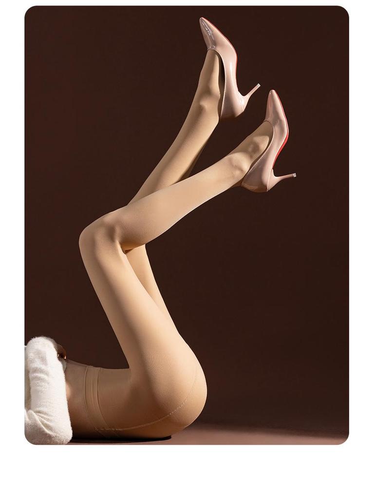 Damen Übergröße Satin Seidenstrümpfe - Rote Pfeffer Unterziehsocken mit Wassermelonen-Schritt, Laufmaschenfeste Strumpfhose