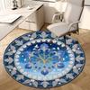 1pc Office Carpet Chair Mats Blue Iris Floral Mandala Perfect for Decorating Office Chairs, Living Rooms, Or Bedrooms