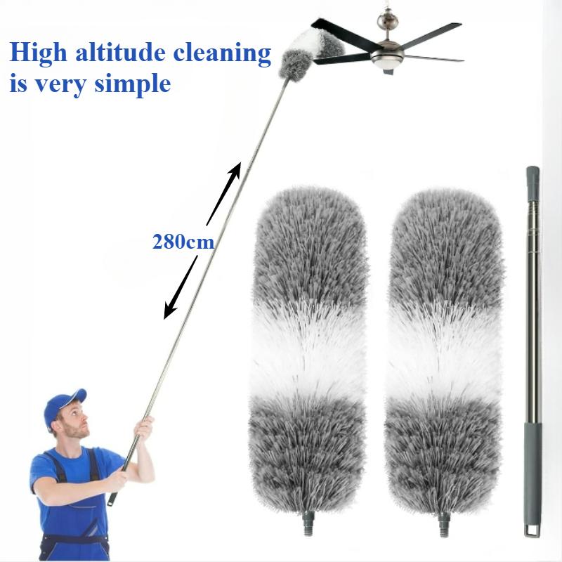 2.8M Duster Brush Microfiber Duster Extendable Curved Ceiling Cleaning Broom Household Electrostatic Dust Collector
