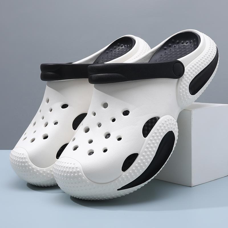 Men's hole shoes are breathable and non-smelly, and the thick-soled non-slip bag head cool slippers are worn outside summer beach slippers.