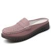Women Soft Mules Loafers Slip on Casual Elegant Summer Slippers Breathable Leather Sandals Black Moccasin Shoes for Mother