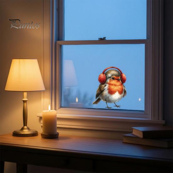 Outdoor Balcony Glass Decorations Christmas Bird Static Window Stickers, PVC Waterproof Decorative Decals Durable Indoor Accents for Holiday