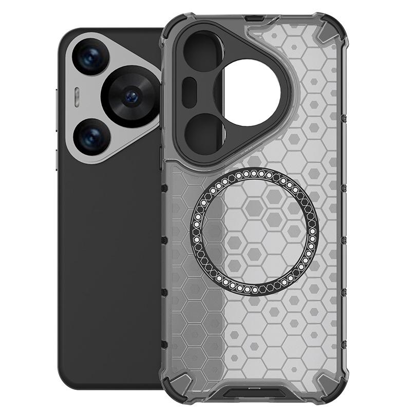 Applicable to Huawei Pura70Pro Honeycomb Magnetic Mobile Phone Case Honor 200Pro Airbag Honor X60 Protective Case