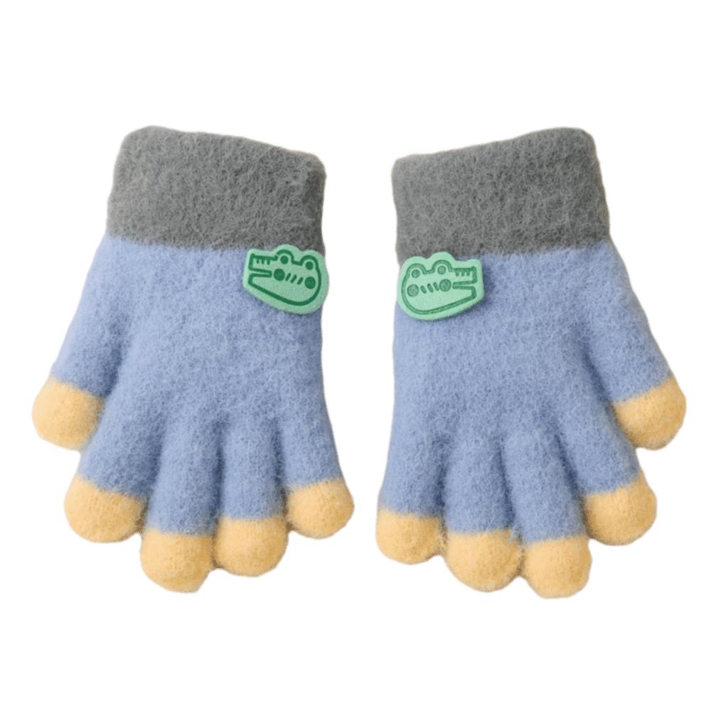

1-5 Years Old Warm Children Mittens Windproof Knitted Gloves Kids Winter Gloves Baby Boys Girls синий