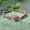 Colored Gemstone Braided Bracelet, Bohemian Vacation Bracelet, Women's Adjustable Bracelet, Gift for Girls, Heart-shaped Gemstone Bracelet