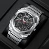 Men's Steel Strap Watch Business Hallow Quartz Wristwatch