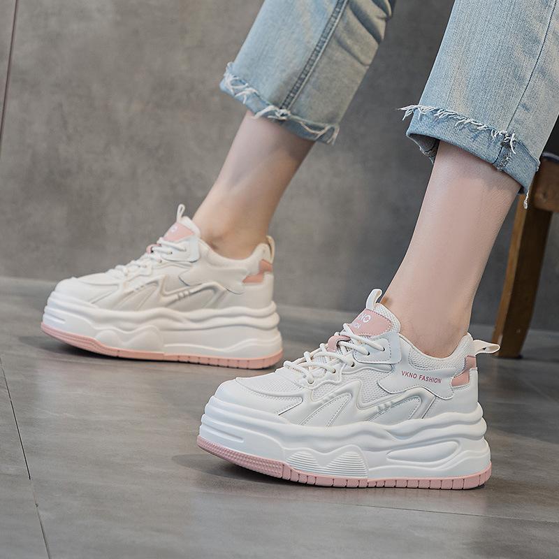 Inner height increase women's autumn new thick-soled white shoes casual shoes low-top breathable sports women's shoes