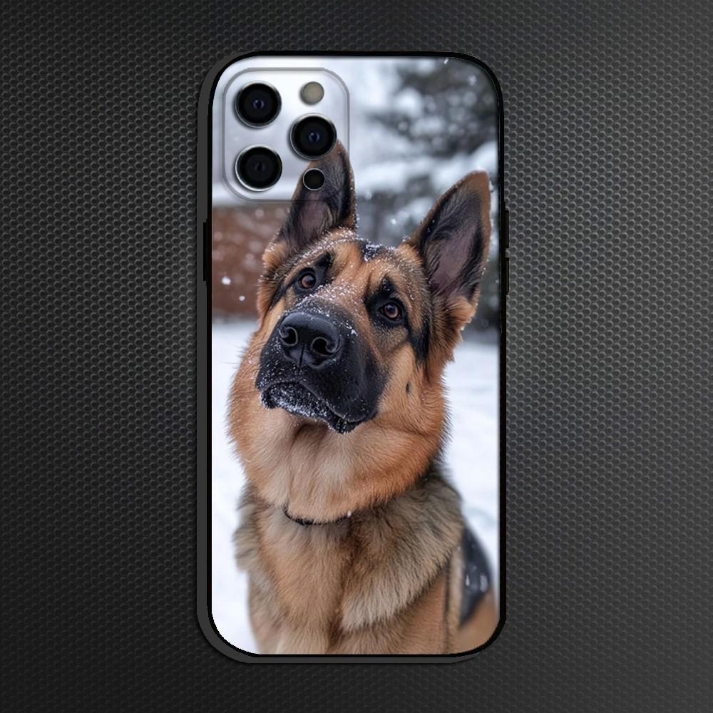 Beauty German Shepherd Dog Phone Case For iPhone 16,15,14,13,12,11 Plus,Pro Max, Soft Silicone Black Cover