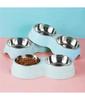 Stainless Steel Double Pet Bowl Wheat Straw Base Dog Cats Feeder Cat Puppy Feeding Food Water Container Dispenser Pet Supplies