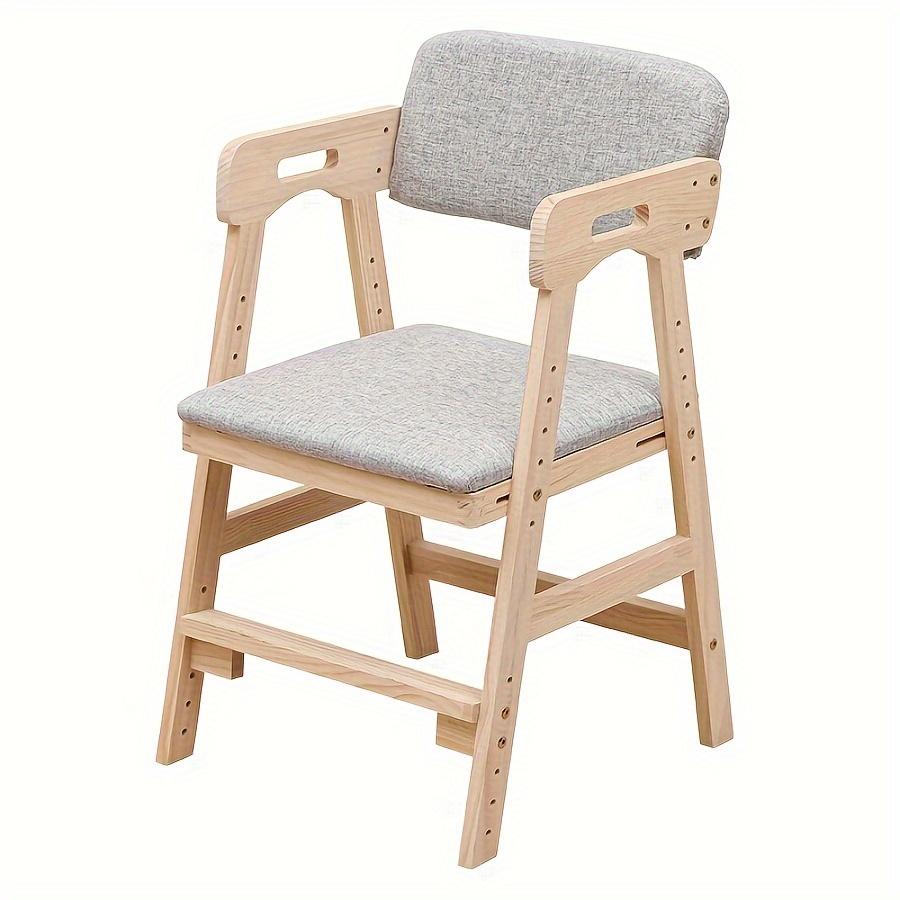 Solid Wood High Chair for Toddlers To Teens Adjustable Height Toddler Dining Study Chair Easy To Clean Highchair with Cushion