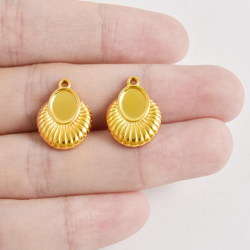 6 Stück Herz Quadrat Wassertropfen Oval Cabochon Basis Fassung Anhänger Edelstahl Charms Für Schmuckherstellung Großhandel DIY Materialien