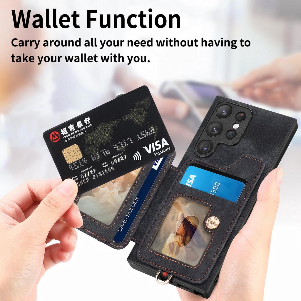 For Samsung Galaxy S23 Ultra PU Leather+PC+TPU RFID Blocking Case Card Slot Kickstand Phone Cover