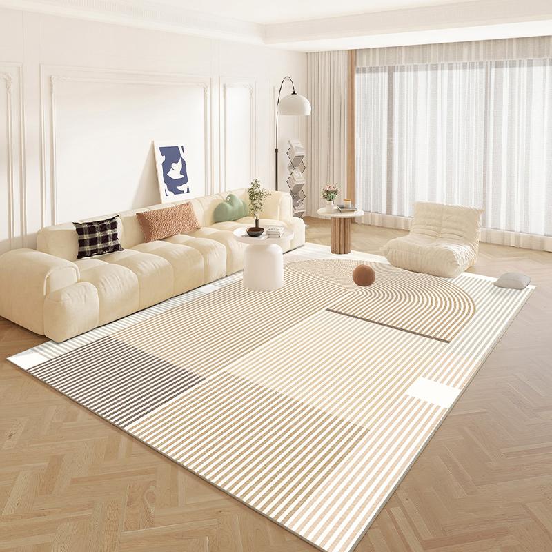Japanese Style Rugs for Bedroom Thick Washable Floor Mat Fluffy Soft Lounge Rug Cream Color Living Room Decoration Stripe Carpet