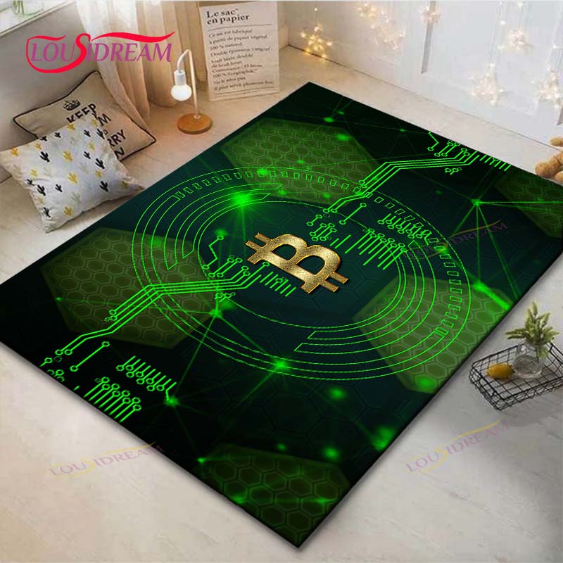 Hot Exquisite 3D Bitcoin BCT Printed Carpet Outdoor Rug Area Rug Non-slip Carpet Bedroom Decor Carpet for Room Gift
