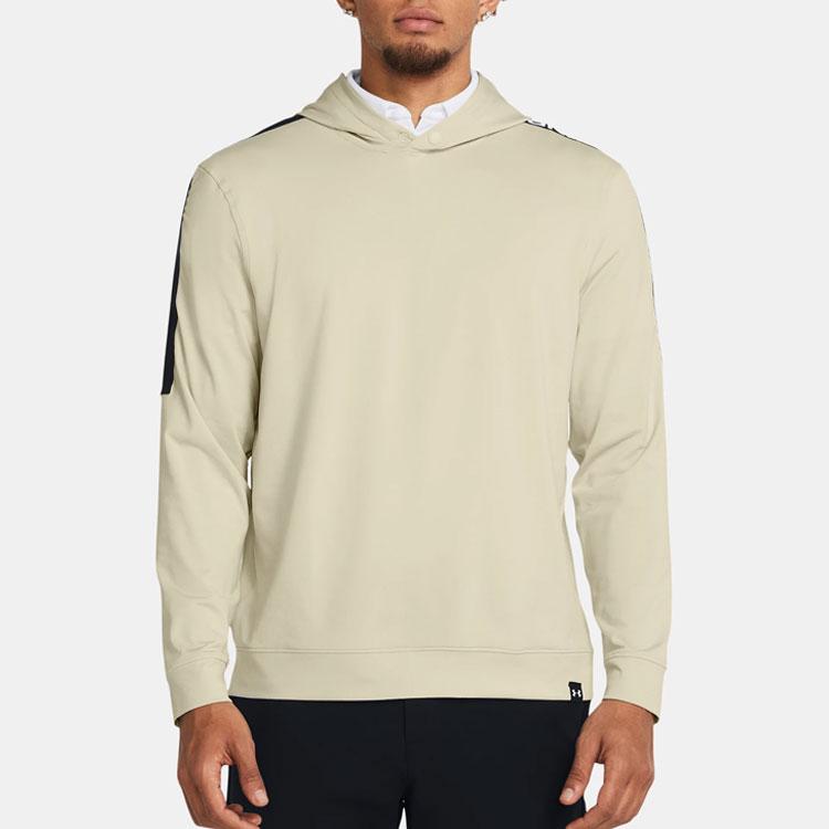 Under Armour Color Block Letter Print Hooded Casual Pullover Vintage American Sweatshirt Men Sweatshirt Mud 1383144-273