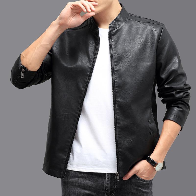 Кожаная куртка мужская облегающая кожаная куртка для мотоцикла бейсбольная куртка L