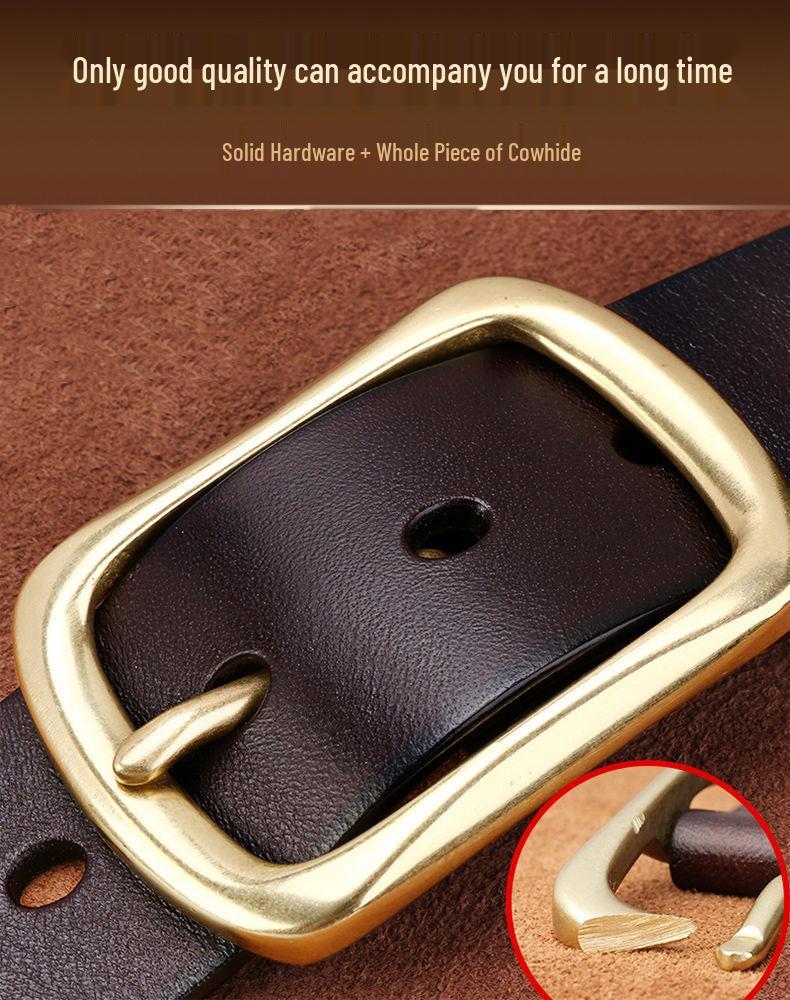 Paul Genuine Leather Men's Belt - Pin Buckle Casual Waistband for Middle-Aged and Young Business, Versatile and Fashionable.