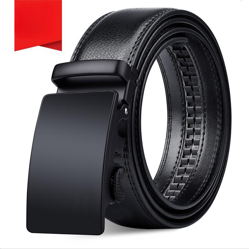 Men's Belt Genuine Leather Automatic Buckle Business Cowhide Belt Male Middle Aged and Young Versatile Simple Casual Trouser Belt for Men