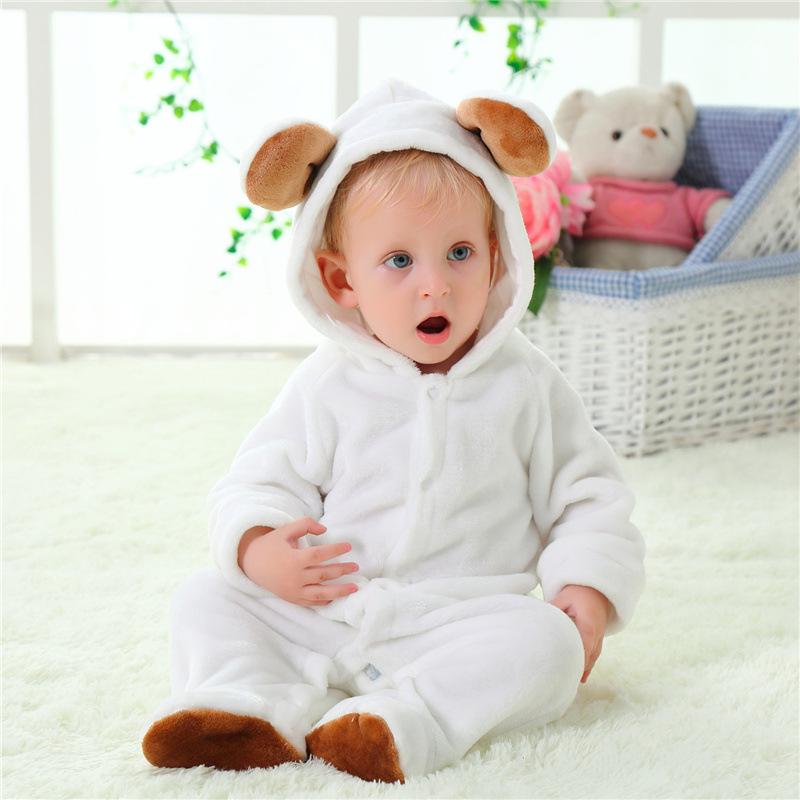 Flannel Baby Romper: Cartoon Bear, Cat, Rabbit, Sheep Onesie for Spring and Autumn