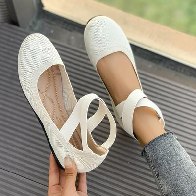 Scarpe Basse da Donna Primavera Autunno Comode Sneakers Piatte da Donna Scarpe in Maglia Monocolore da Donna Mocassini Balletto Piatte Casual da Donna