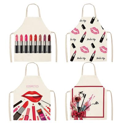 Smalto Rossetto Cucina di Bellezza Grembiule da Donna Pulizia Domestica Lino Pettorina Salone Casa Cucina Cottura al Forno Bavaglino per Adulti