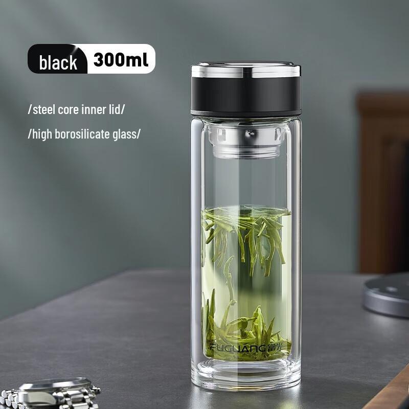 Fuguang Zhikang Double-Layer Glass Tea Bottle
