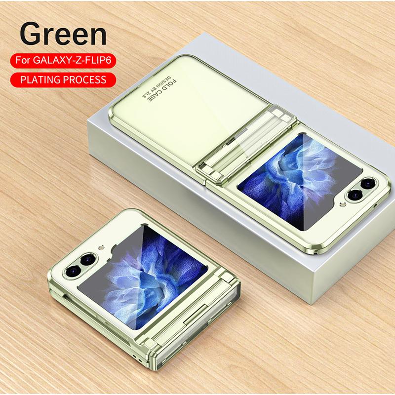 Luxury Clear Plating Case For Samsung Galaxy Z Flip 6 5G ZFlip6 Flip6 Protection Folding Shockproof Hard Plastic Phone Cover