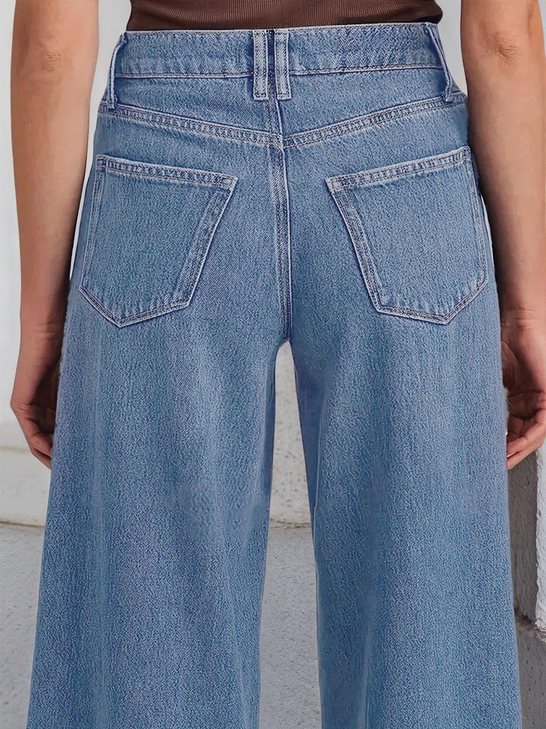 New Women's Fashionable Wide-Leg Stretchy Denim Jeans - Comfortable, Stylish, High-Quality Casual Pants
